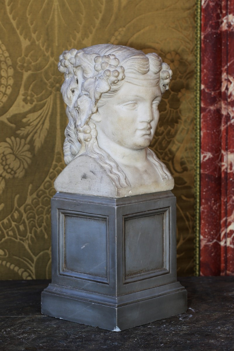 Italie époque fin XVIIIème, représentation du dieu romain JANUS, épreuve en marbre.-photo-2