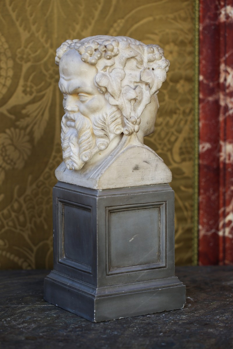 Italie époque fin XVIIIème, représentation du dieu romain JANUS, épreuve en marbre.-photo-3