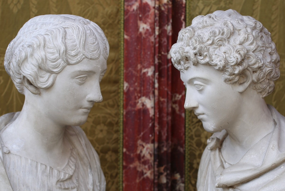 Italian School In Antique Style, 19th Century, Marcus Aurelius The Younger And Faustina The Younger, His Wife.-photo-3