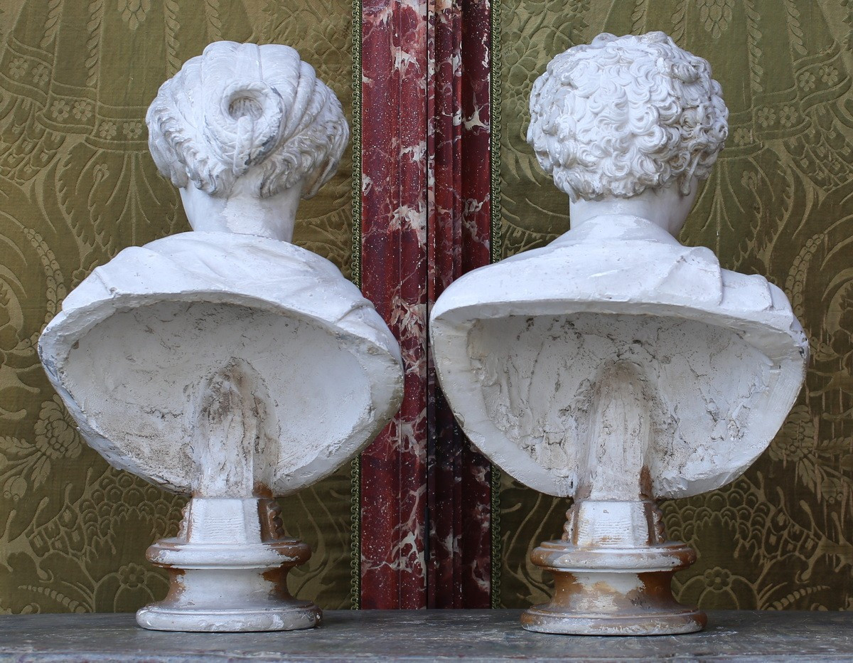 Italian School In Antique Style, 19th Century, Marcus Aurelius The Younger And Faustina The Younger, His Wife.-photo-4