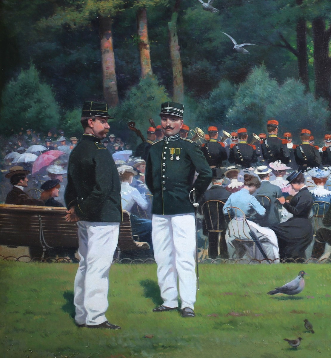 Jules Monge 1855-1934, Military Concert In The Parc Monceau Exhibited At The 1904 Salon.-photo-3