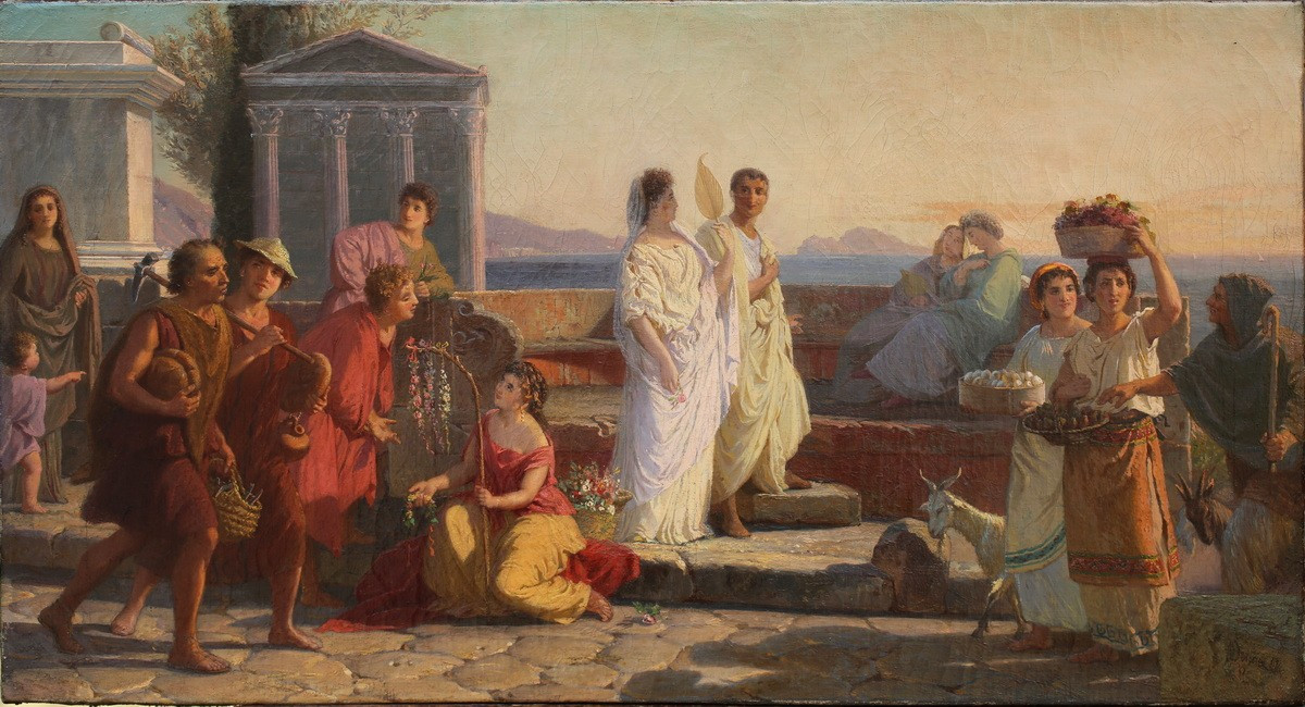 Otto DONNER VON RICHTER 1828-1911, paire de peintures pompeiennes.-photo-2