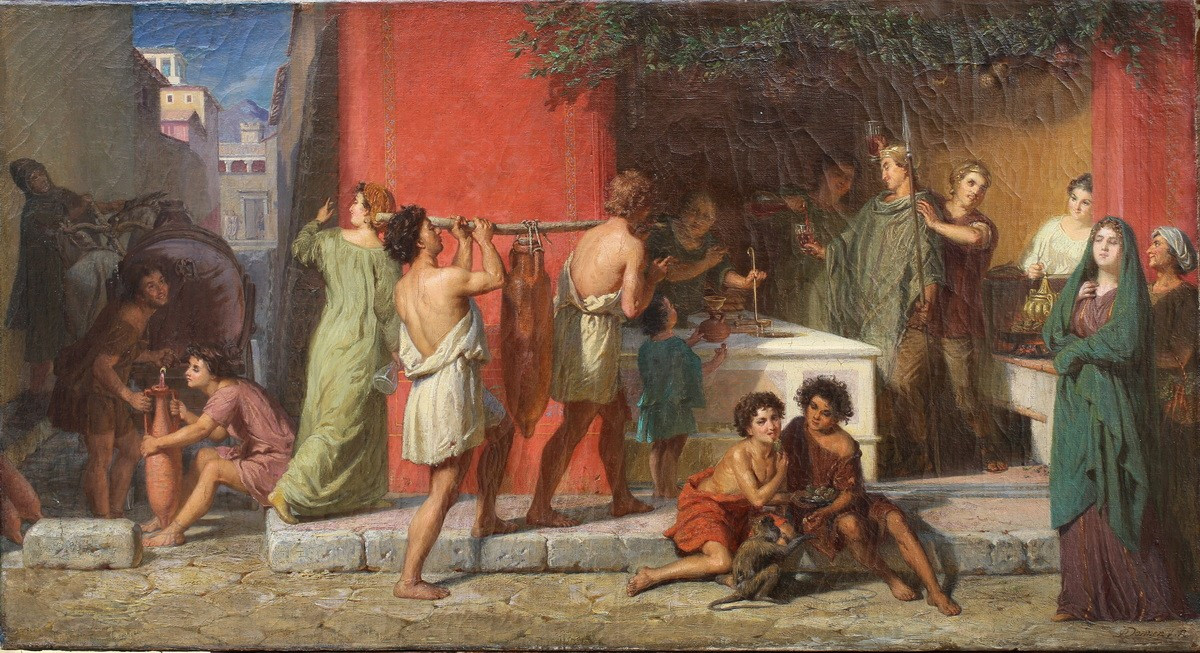 Otto DONNER VON RICHTER 1828-1911, paire de peintures pompeiennes.-photo-3