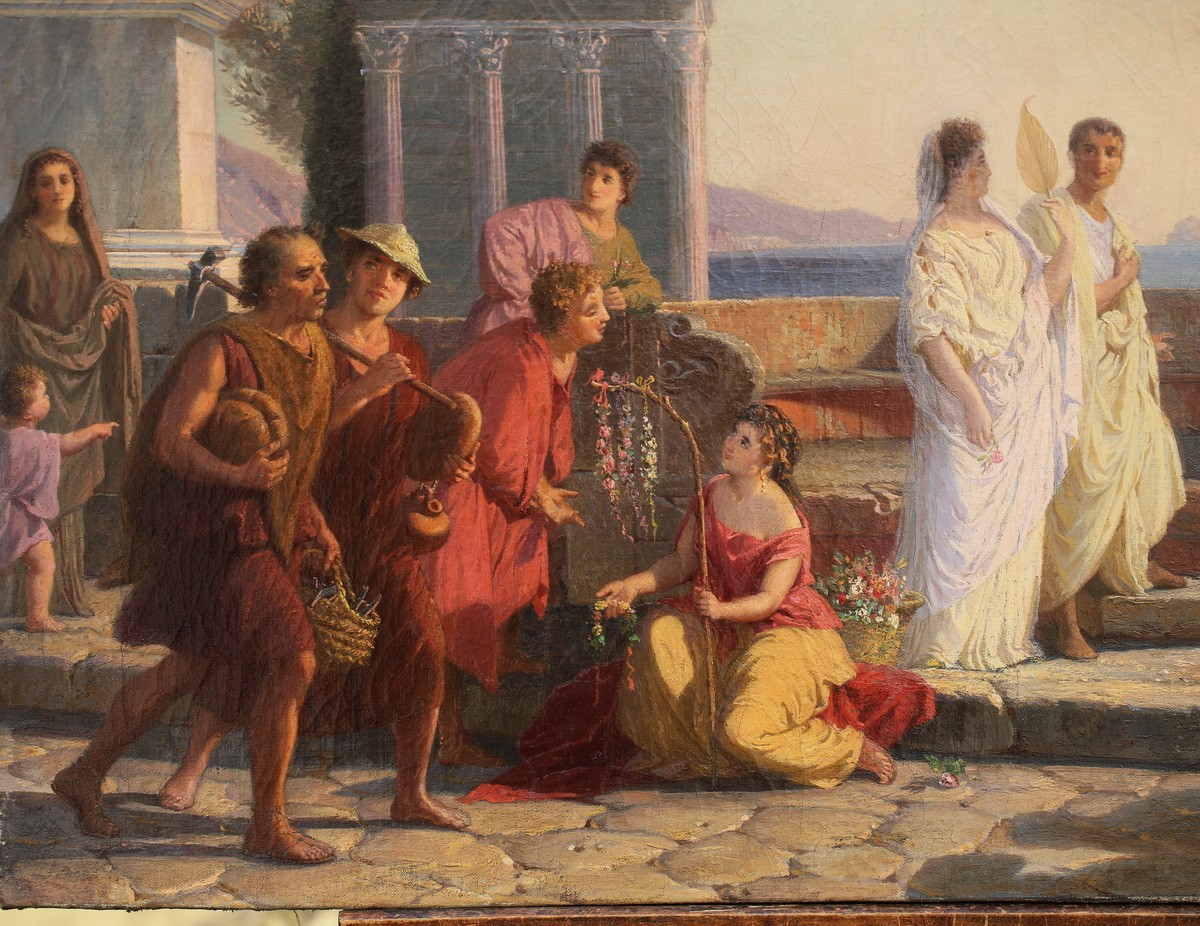 Otto DONNER VON RICHTER 1828-1911, paire de peintures pompeiennes.-photo-2