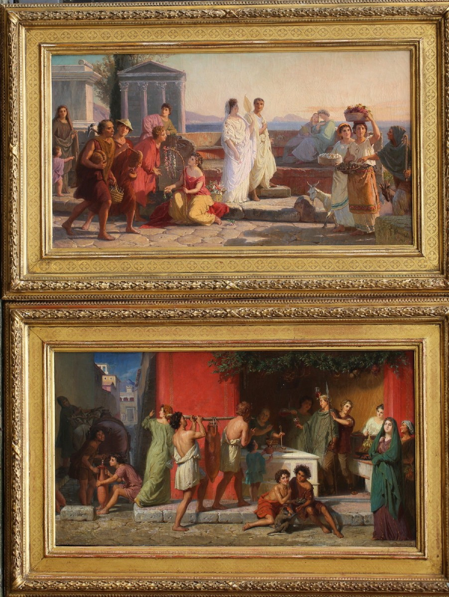 Otto DONNER VON RICHTER 1828-1911, paire de peintures pompeiennes.