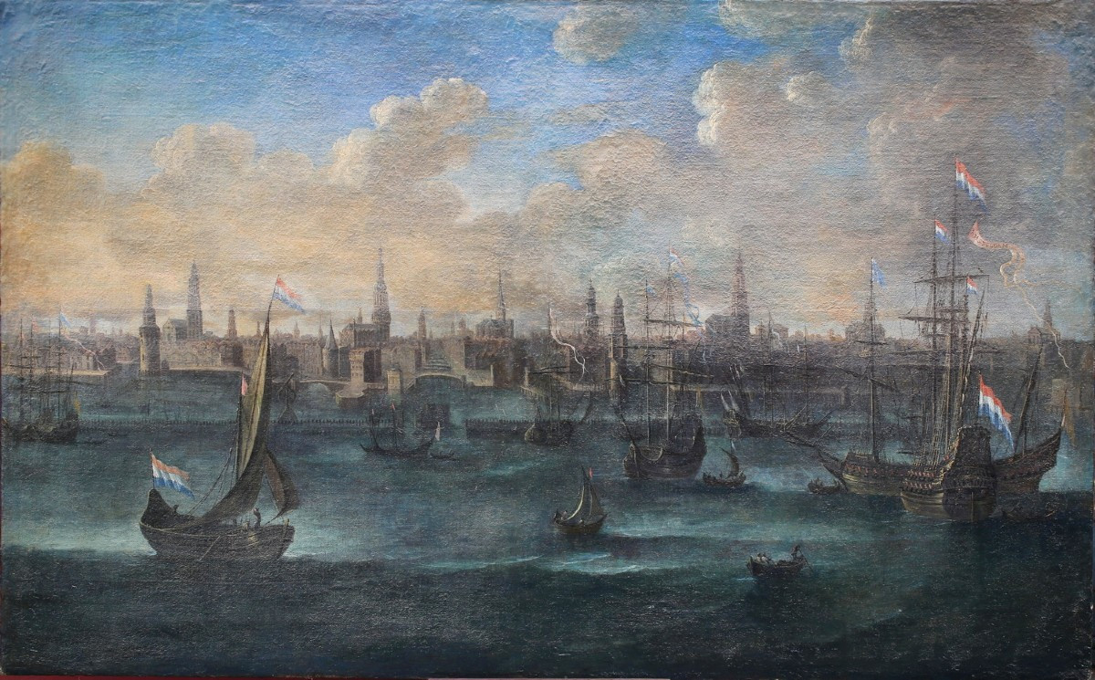 Reinier ZEEMAN Amsterdam 1623/24 - 1664 autour de, vue du port d'amsterdam.-photo-2