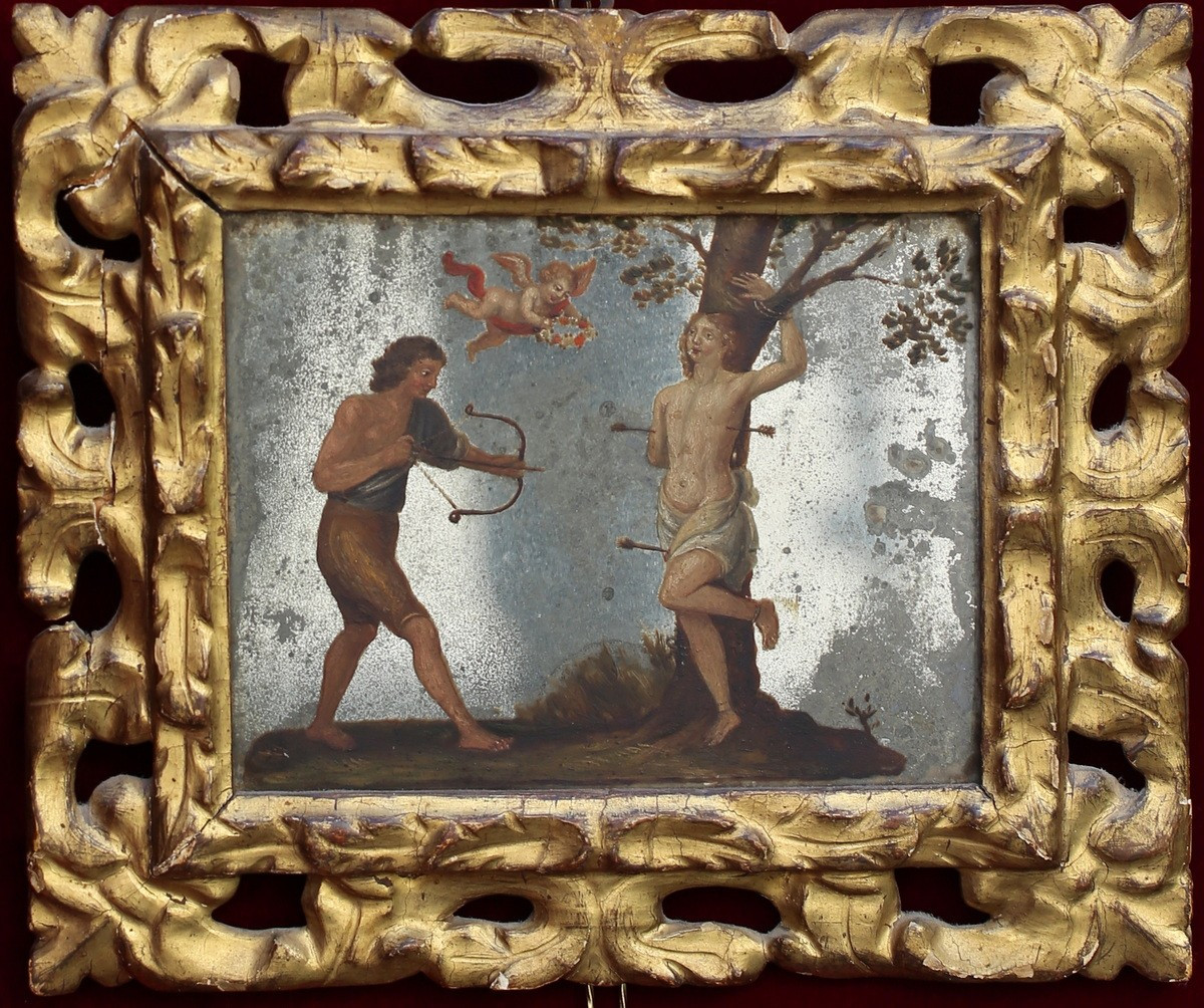 Late 17th-early 18th Century Italian School, Suite Of Four Paintings On A Mirror Background.-photo-2