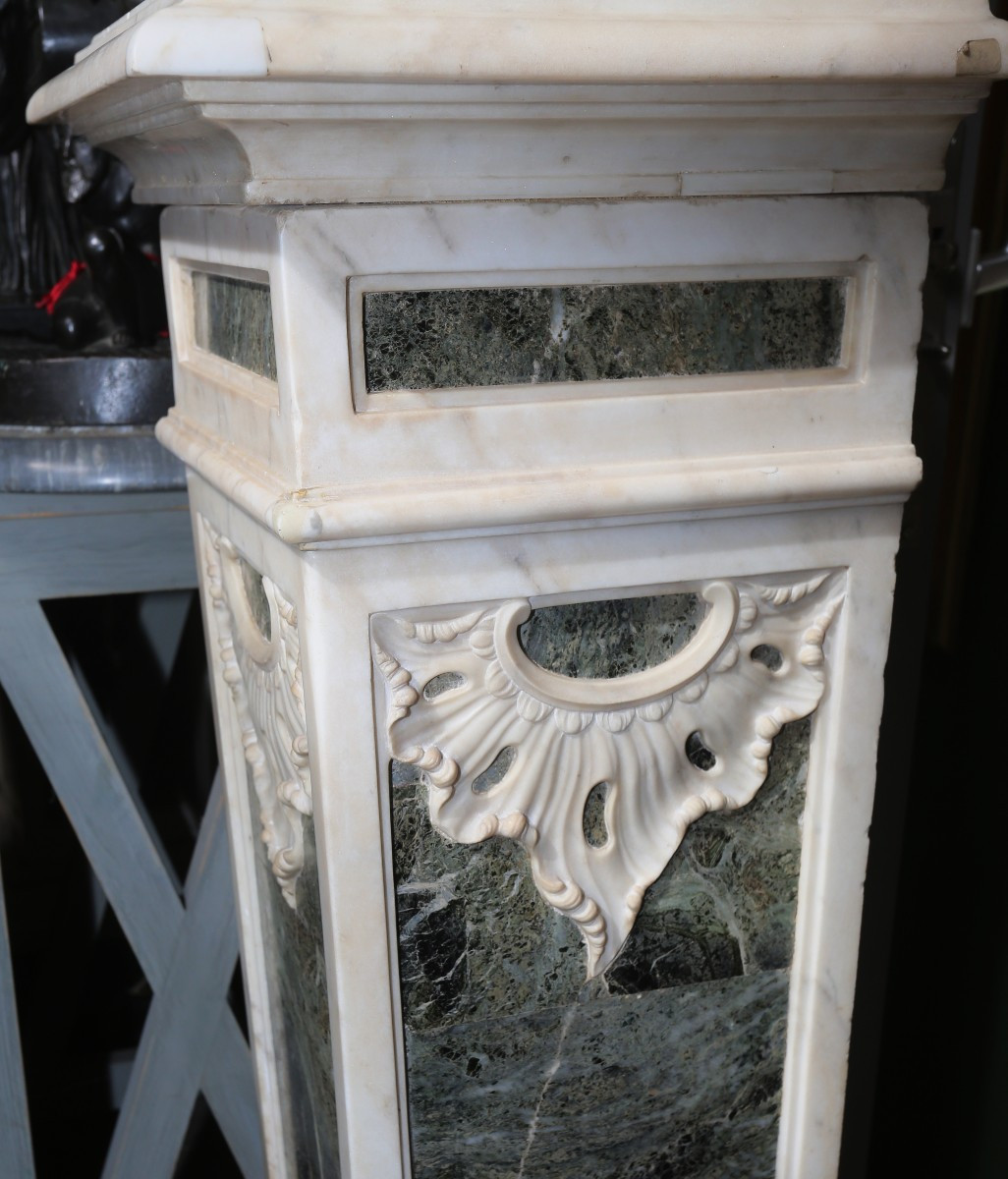 Paire de gaines en marbre, travail Italien en partie XVIIIème-photo-3