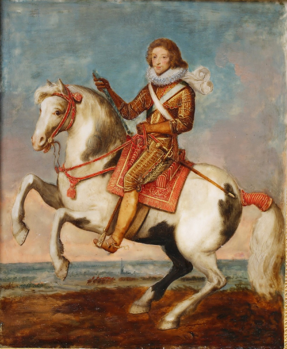  Claude Deruet 1588-1662 Attributed, Equestrian Portrait Of The Duc De Montmorency, Oil On Marble.-photo-2