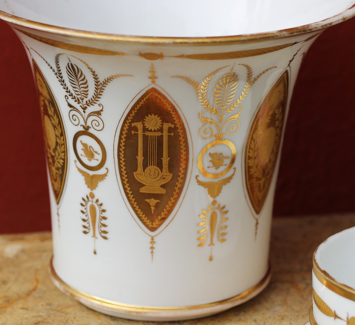 Paris, Early 19th Century, Pair Of Porcelain Vases Decorated In Gold On A White Background.-photo-3