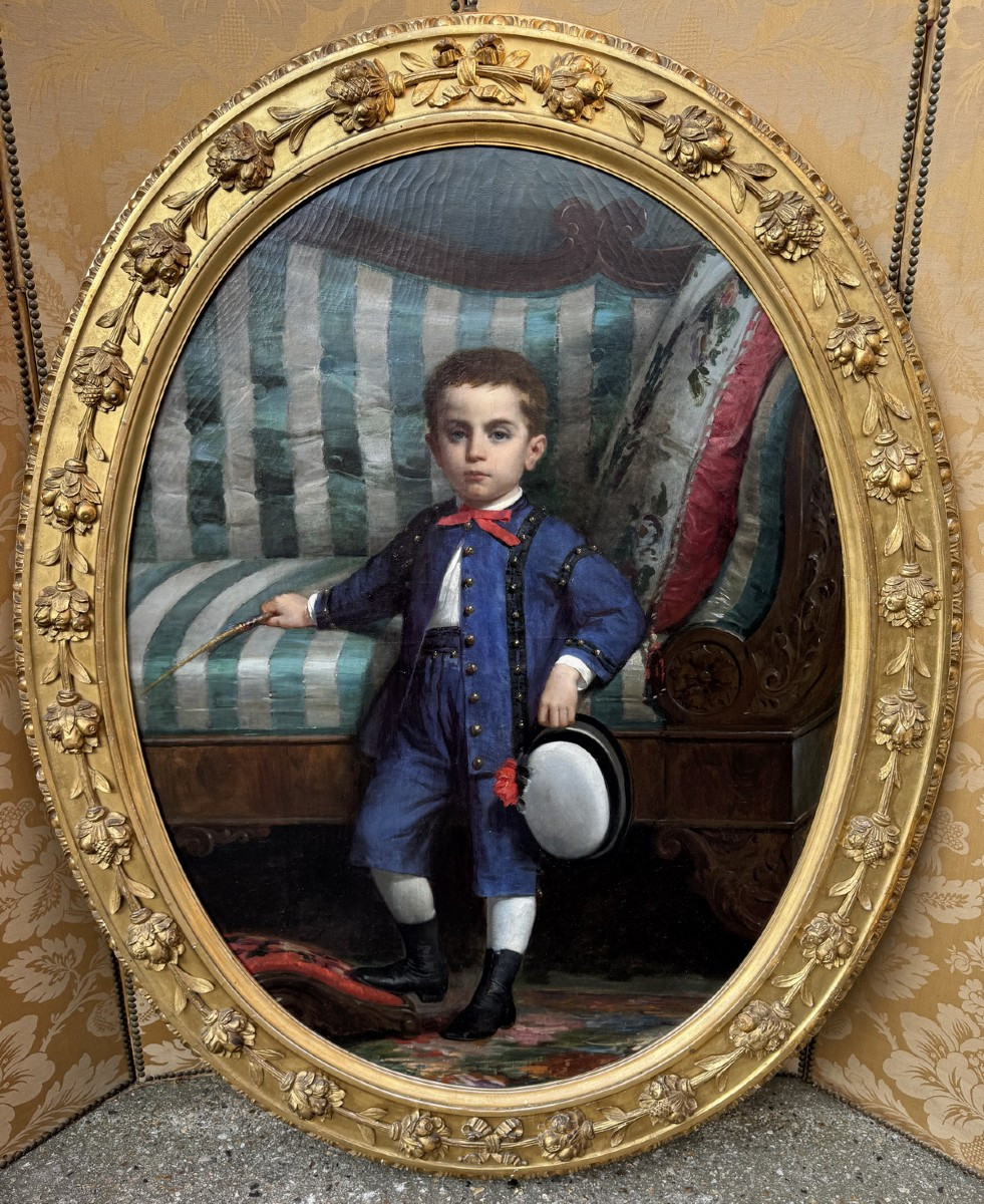 Paolo MEI 1831-1899, petit garçon au costume bleu en 1869