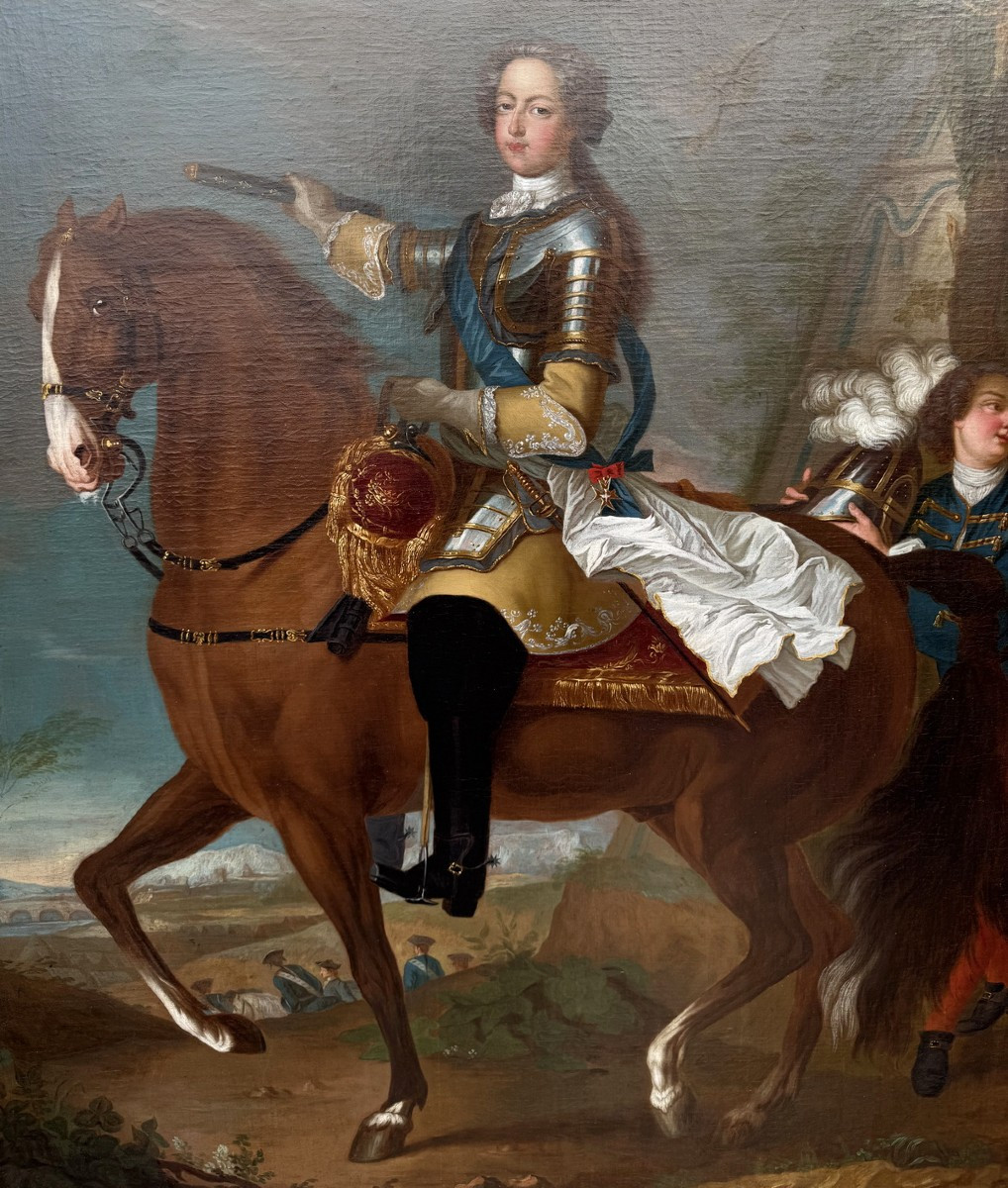 Jean Baptiste Van Loo 1684-1745 Workshop Of, Equestrian Portrait Of Louis XV.-photo-3