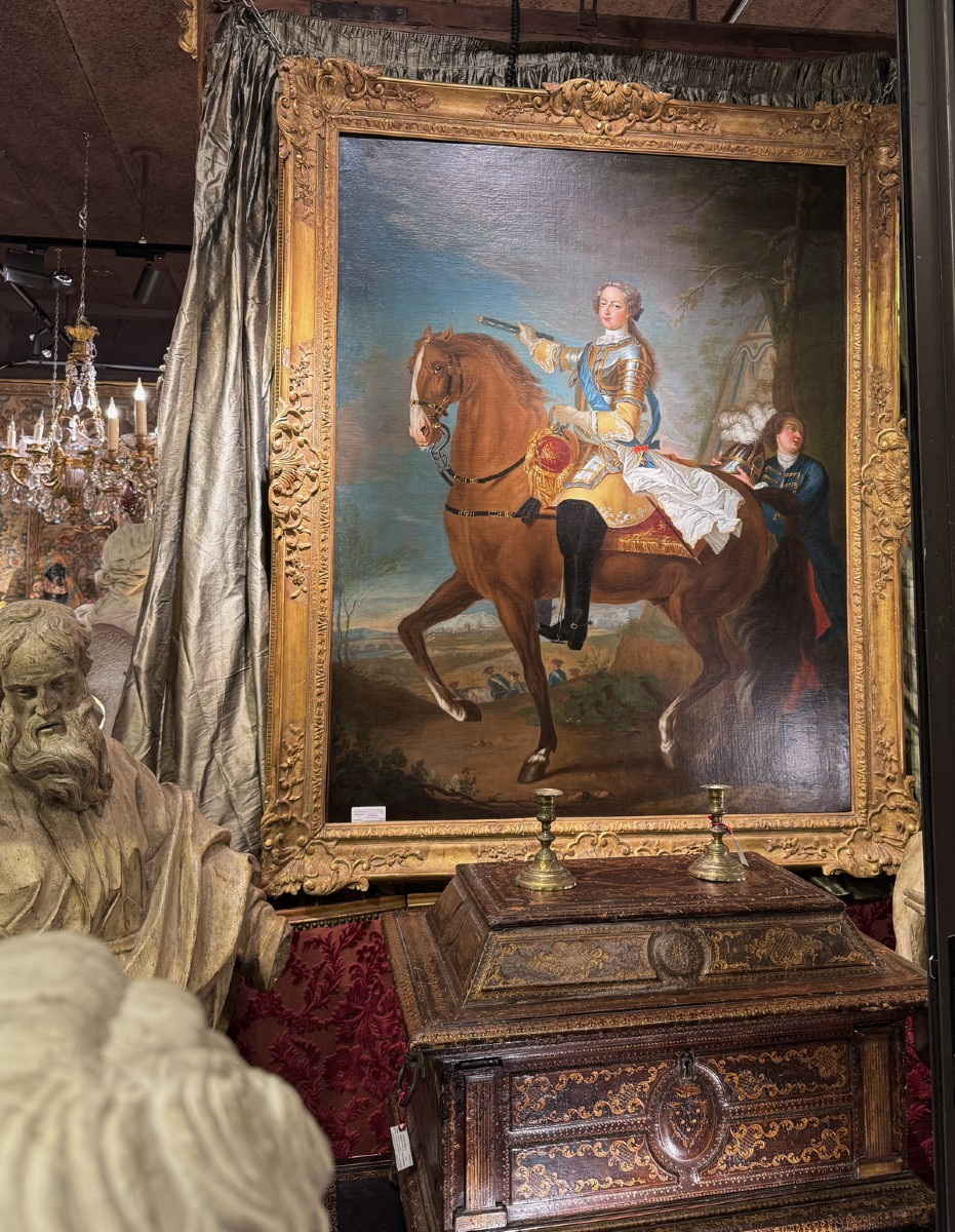 Jean Baptiste Van Loo 1684-1745 Workshop Of, Equestrian Portrait Of Louis XV.-photo-3