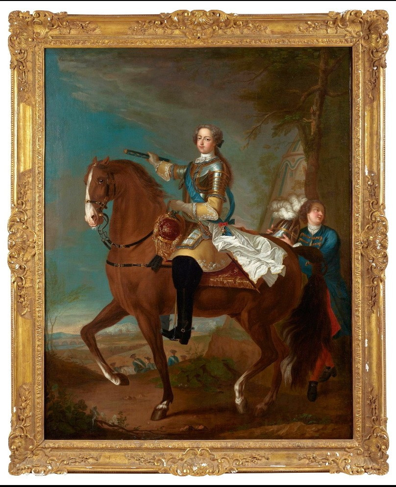 Jean Baptiste Van Loo 1684-1745 Workshop Of, Equestrian Portrait Of Louis XV.