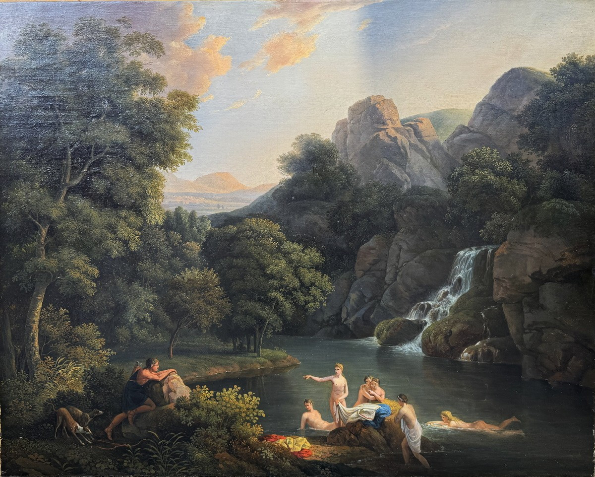 Jean-Victor BERTIN 1767-1842 attribué à, Diane et Actéon, Hercule et le taureau  Achéloüs.-photo-4