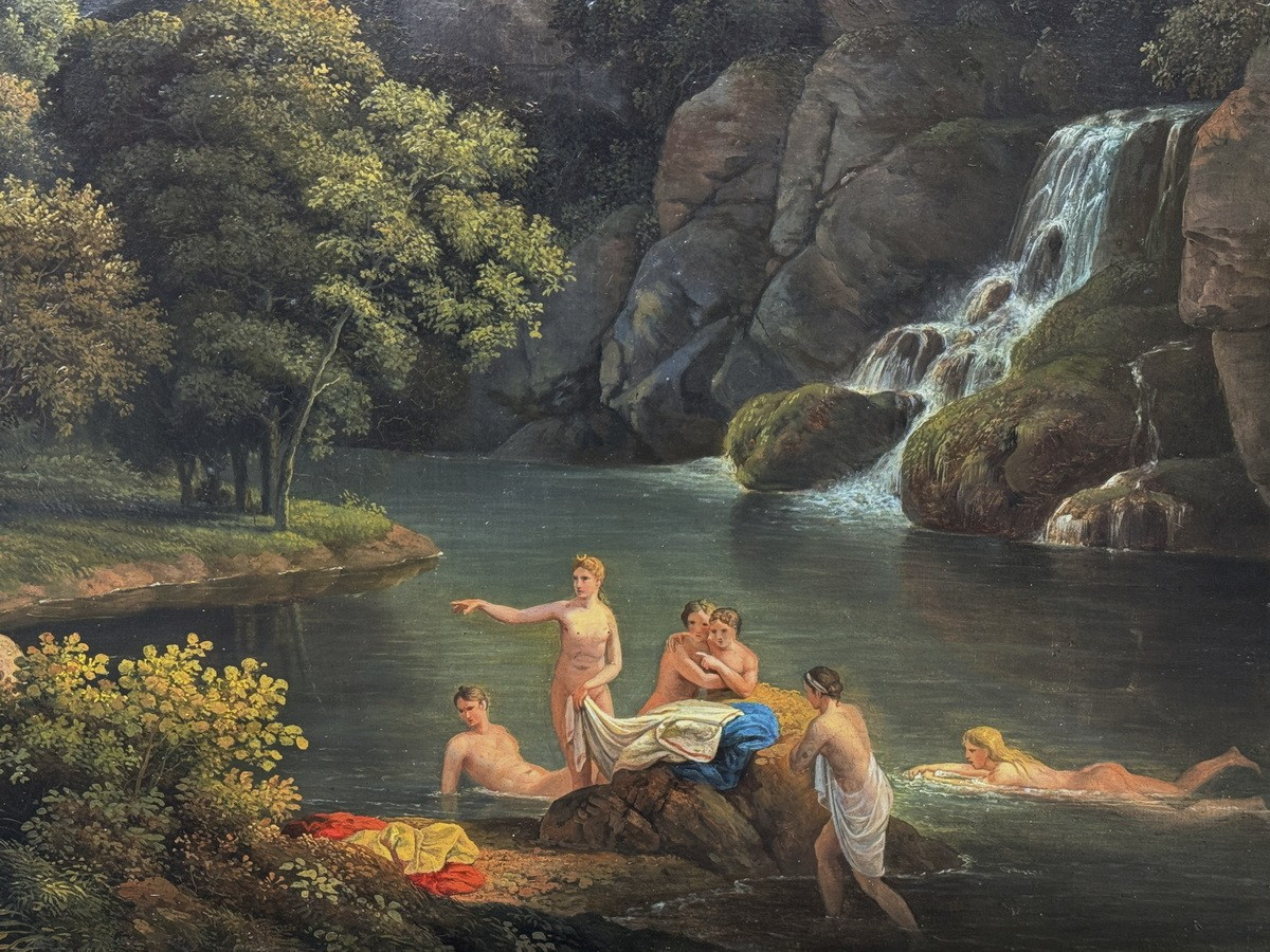 Jean-Victor BERTIN 1767-1842 attribué à, Diane et Actéon, Hercule et le taureau  Achéloüs.-photo-2
