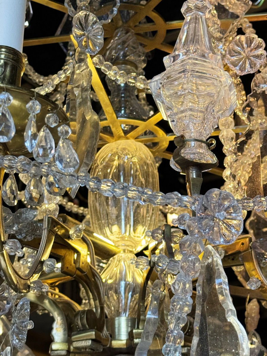 Lustre de style Louis XVI à lacets, 8 bras de lumières et éclairage indirect début XXème.-photo-3