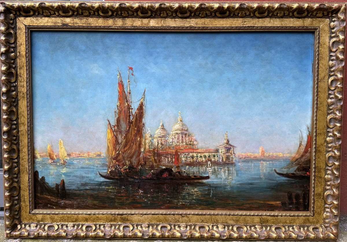 Late 19th Century French School Around Ziem, View Of The Grand Canal And The Salute In Venice.