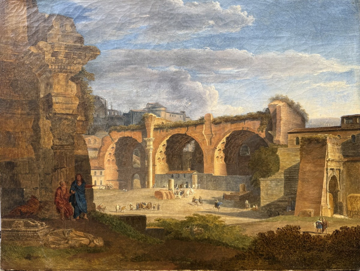 Pierre-Antoine DEMACHY 1723-1807, Vue du Forum avec la basilique de Maxence et Constantin.-photo-2