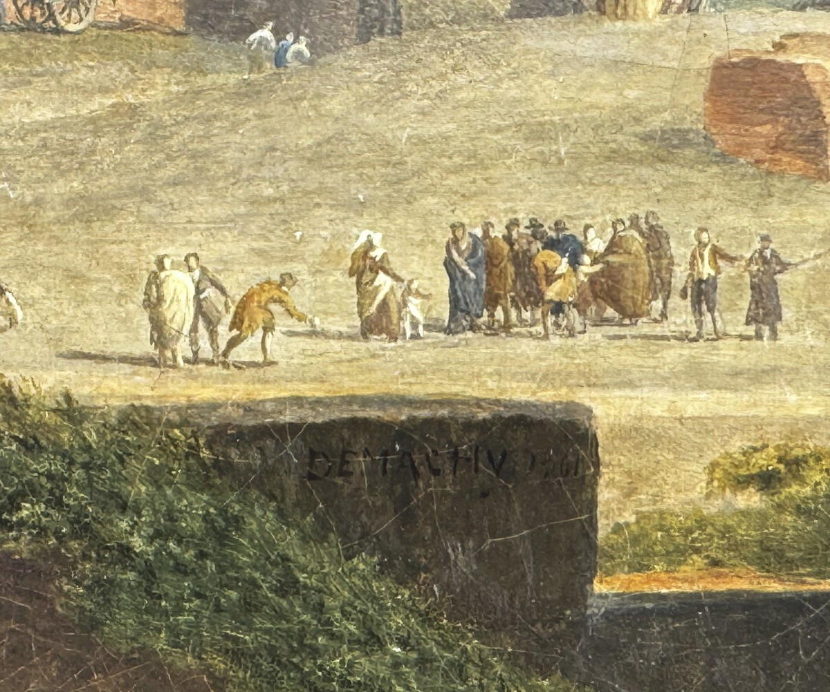 Pierre-Antoine DEMACHY 1723-1807, Vue du Forum avec la basilique de Maxence et Constantin.-photo-3