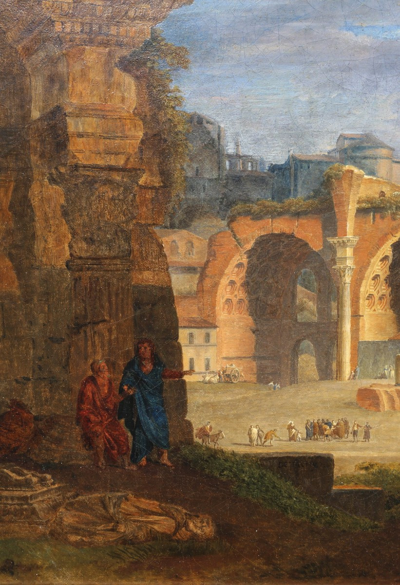 Pierre-Antoine DEMACHY 1723-1807, Vue du Forum avec la basilique de Maxence et Constantin.-photo-1