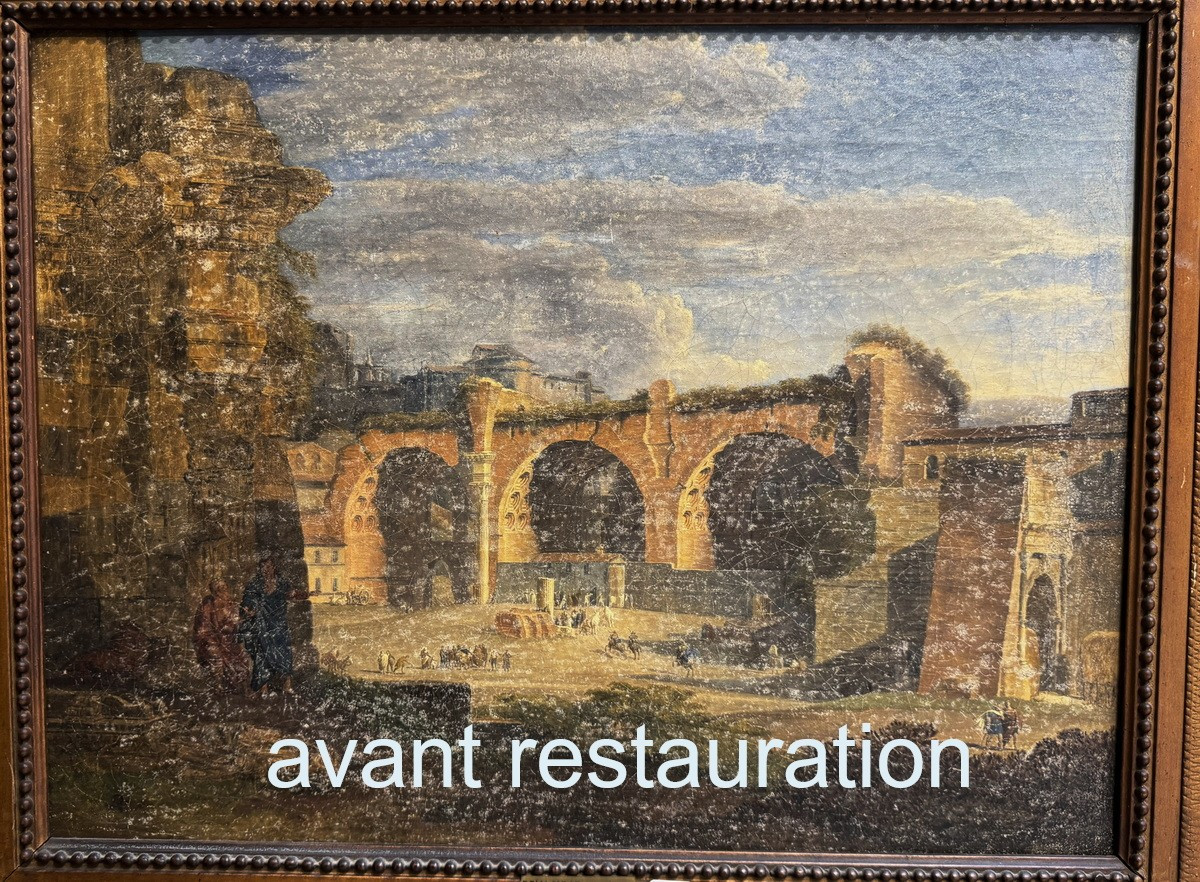 Pierre-Antoine DEMACHY 1723-1807, Vue du Forum avec la basilique de Maxence et Constantin.-photo-3