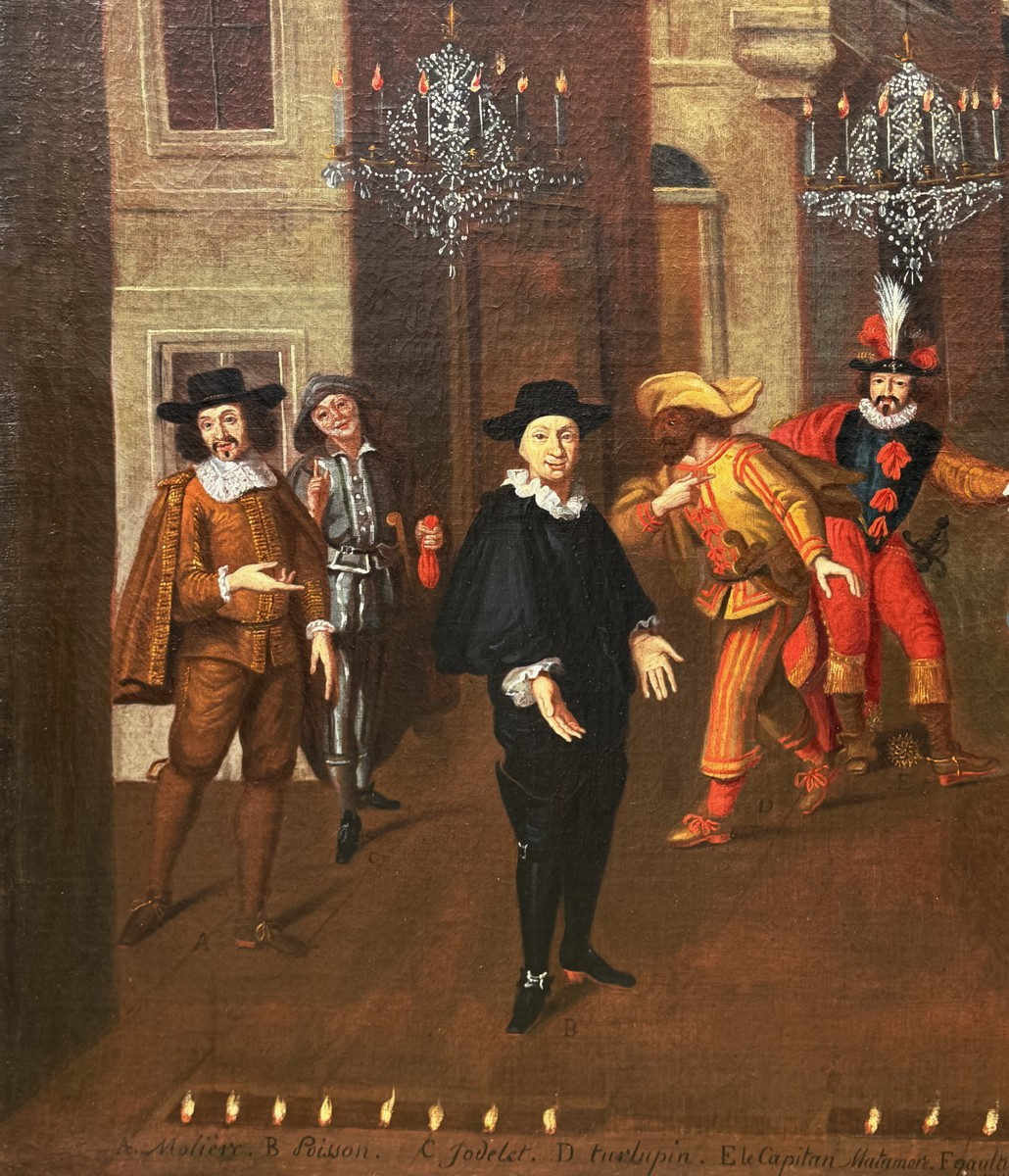 17th Century French School Around Antonio Verrio La Comédie Française, Comédia Del Arte-photo-3