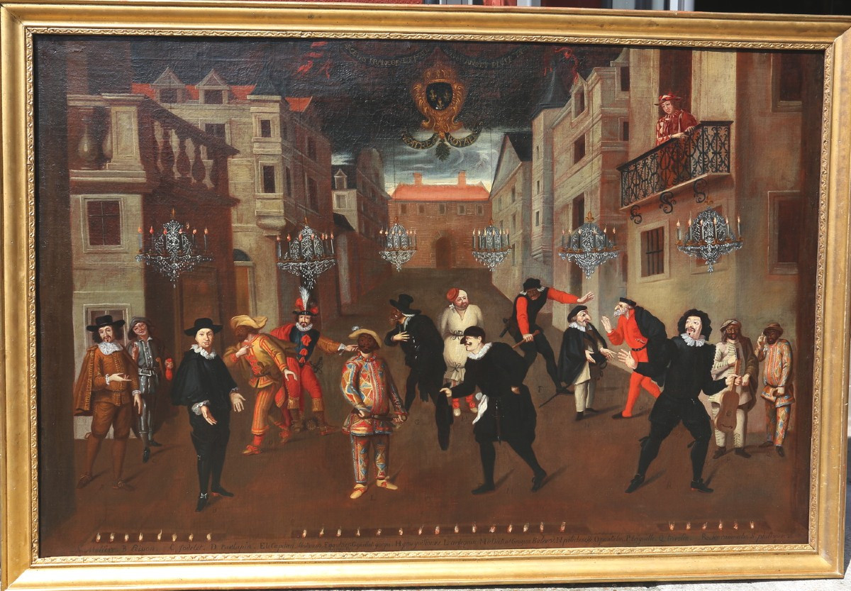 17th Century French School Around Antonio Verrio La Comédie Française, Comédia Del Arte