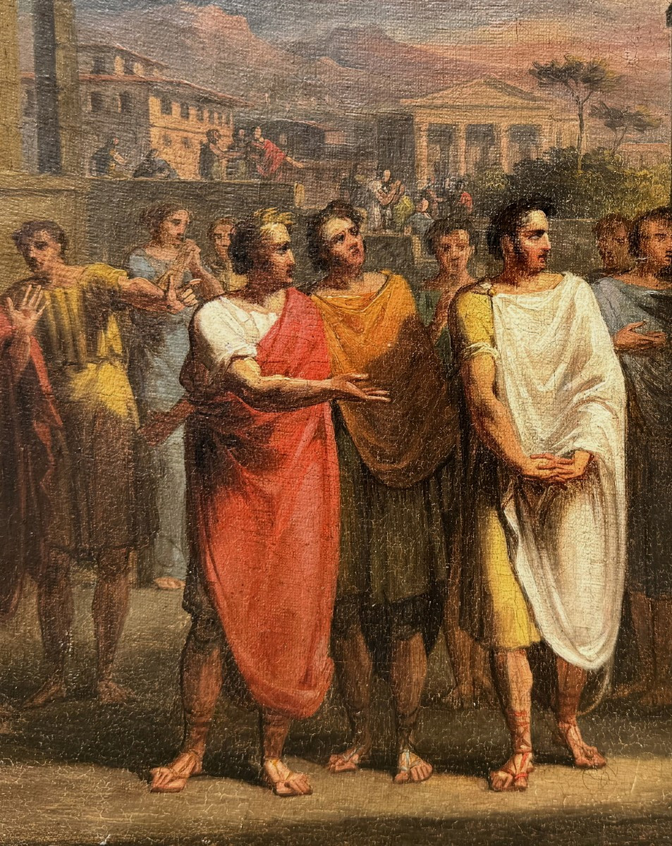 Jean Baptiste Joseph Wicar 1762-1834 Attributed To, La Visite De César, Projet De Prix De Rome?-photo-3