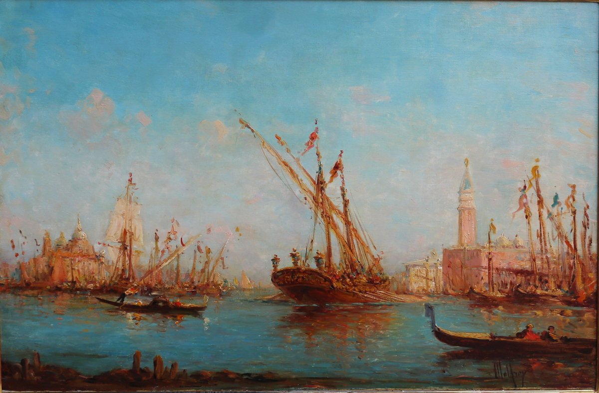 Henri Malfroy 1895-1945, Venise Le Grand Canal, Oil On Canvas Signed .-photo-2