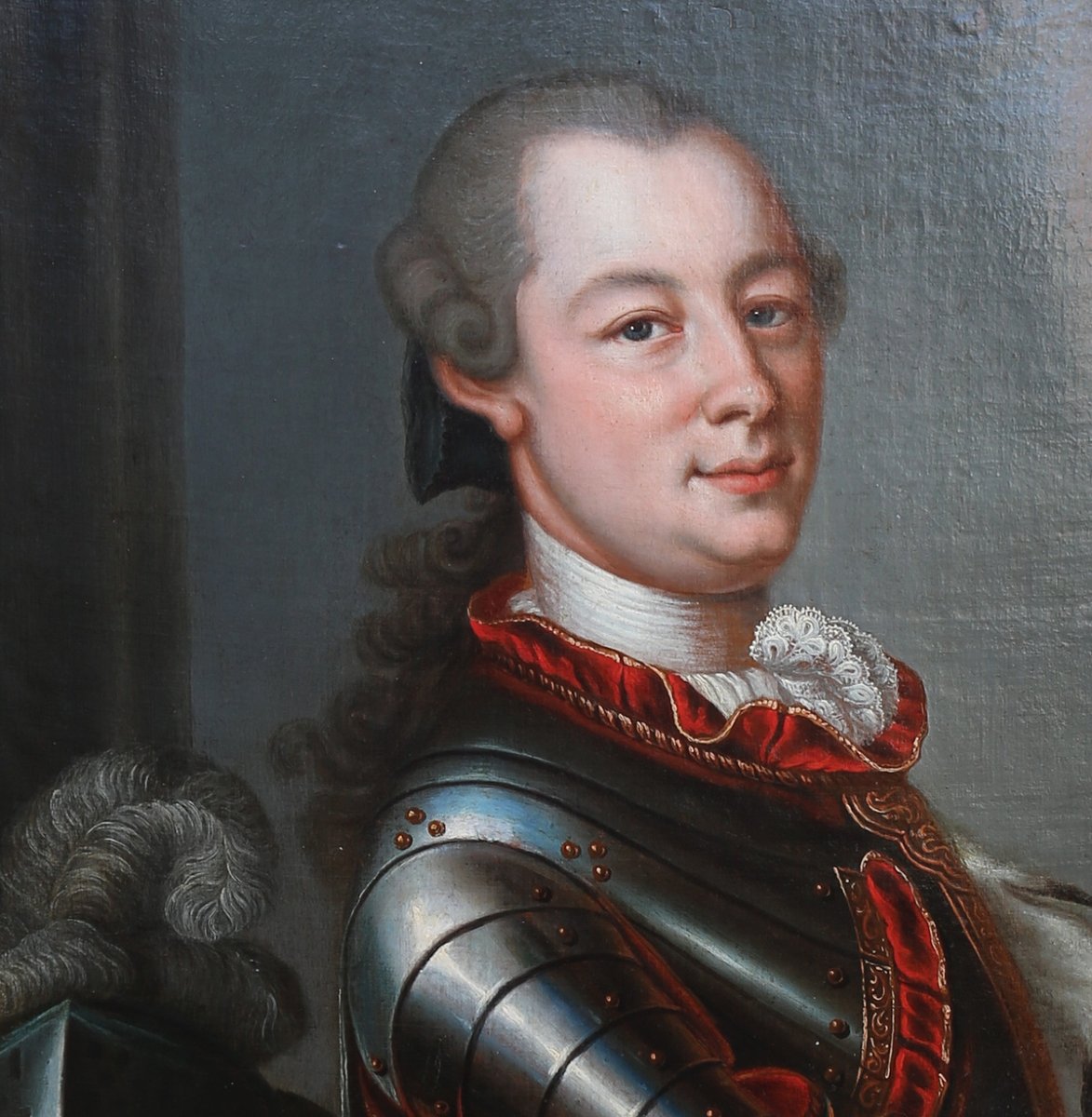 18th Century French Or Foreign School, Portrait Of A Young Man In Cuirass.-photo-3