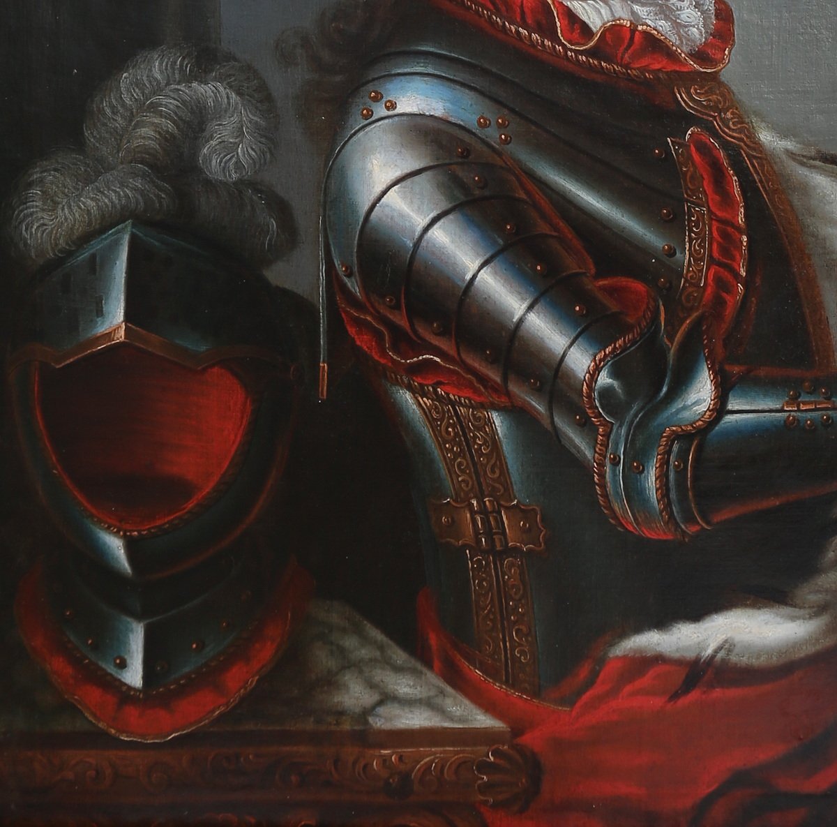 18th Century French Or Foreign School, Portrait Of A Young Man In Cuirass.-photo-4