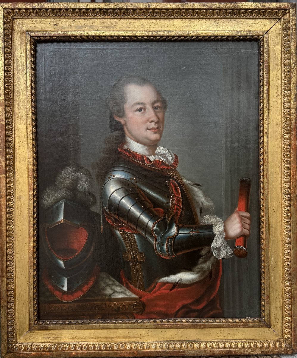 18th Century French Or Foreign School, Portrait Of A Young Man In Cuirass.