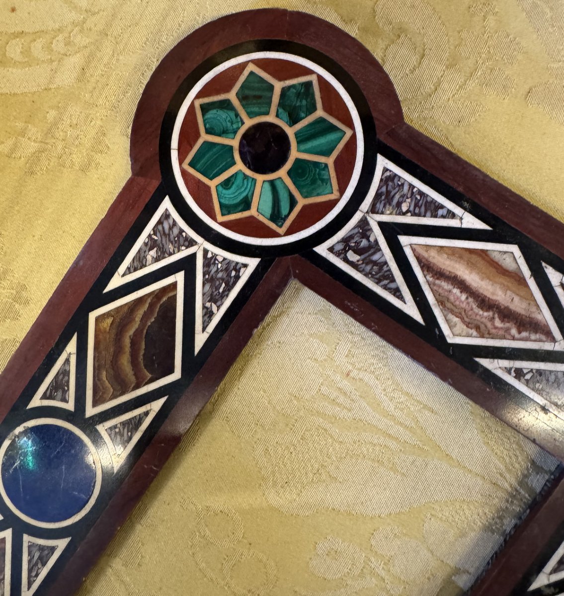 Florence, 19th Century; Hardstone Frame With Lapis And Malachite Inlay.-photo-2