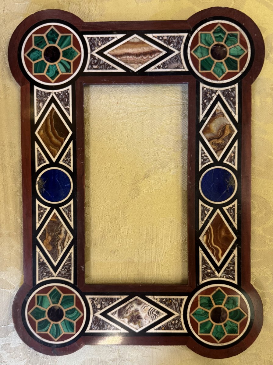 Florence, 19th Century; Hardstone Frame With Lapis And Malachite Inlay.
