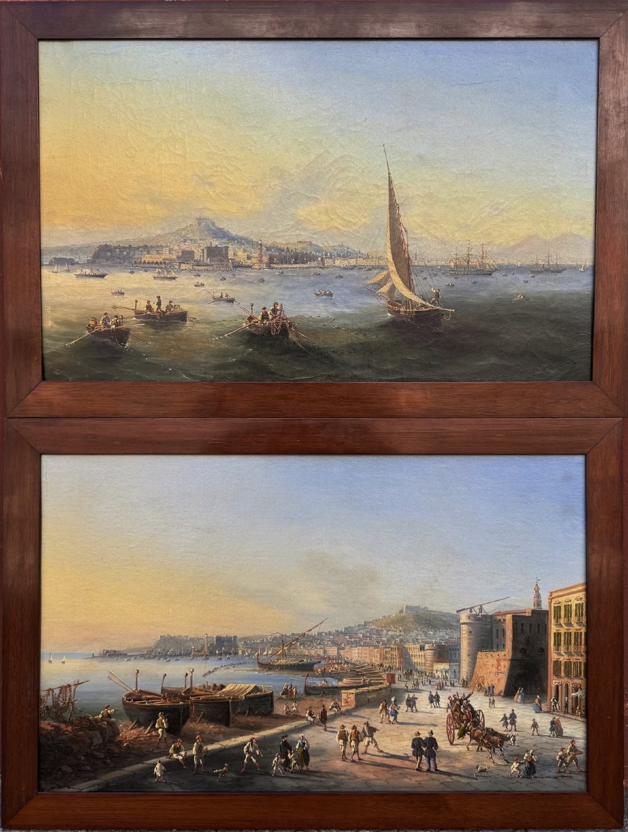 Salvatore CANDIDO 1798-1869, paire de Veduta di Napoli.