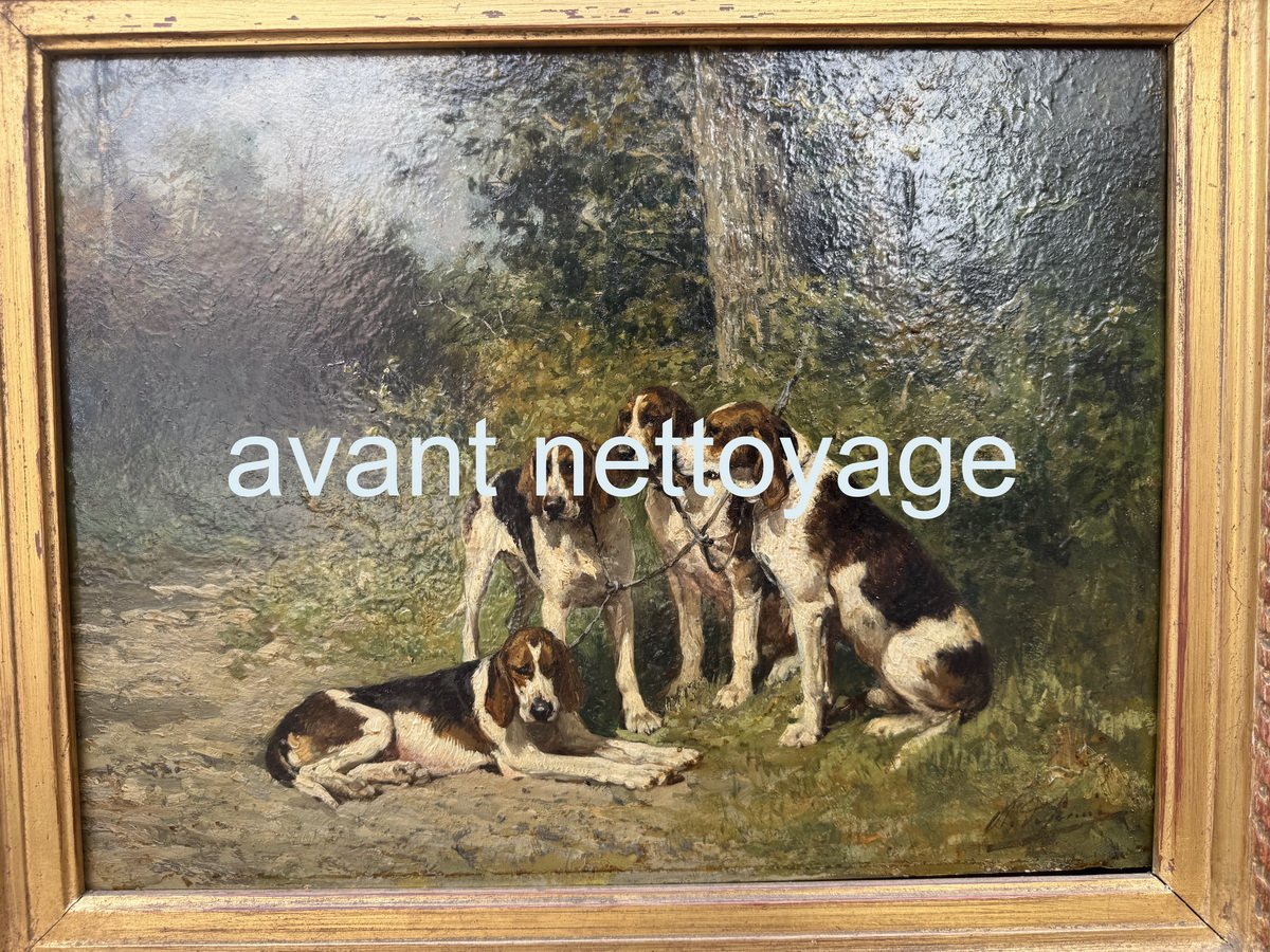 Charles Olivier De PENNE 1831-1897, chien de chasse en relais.-photo-2