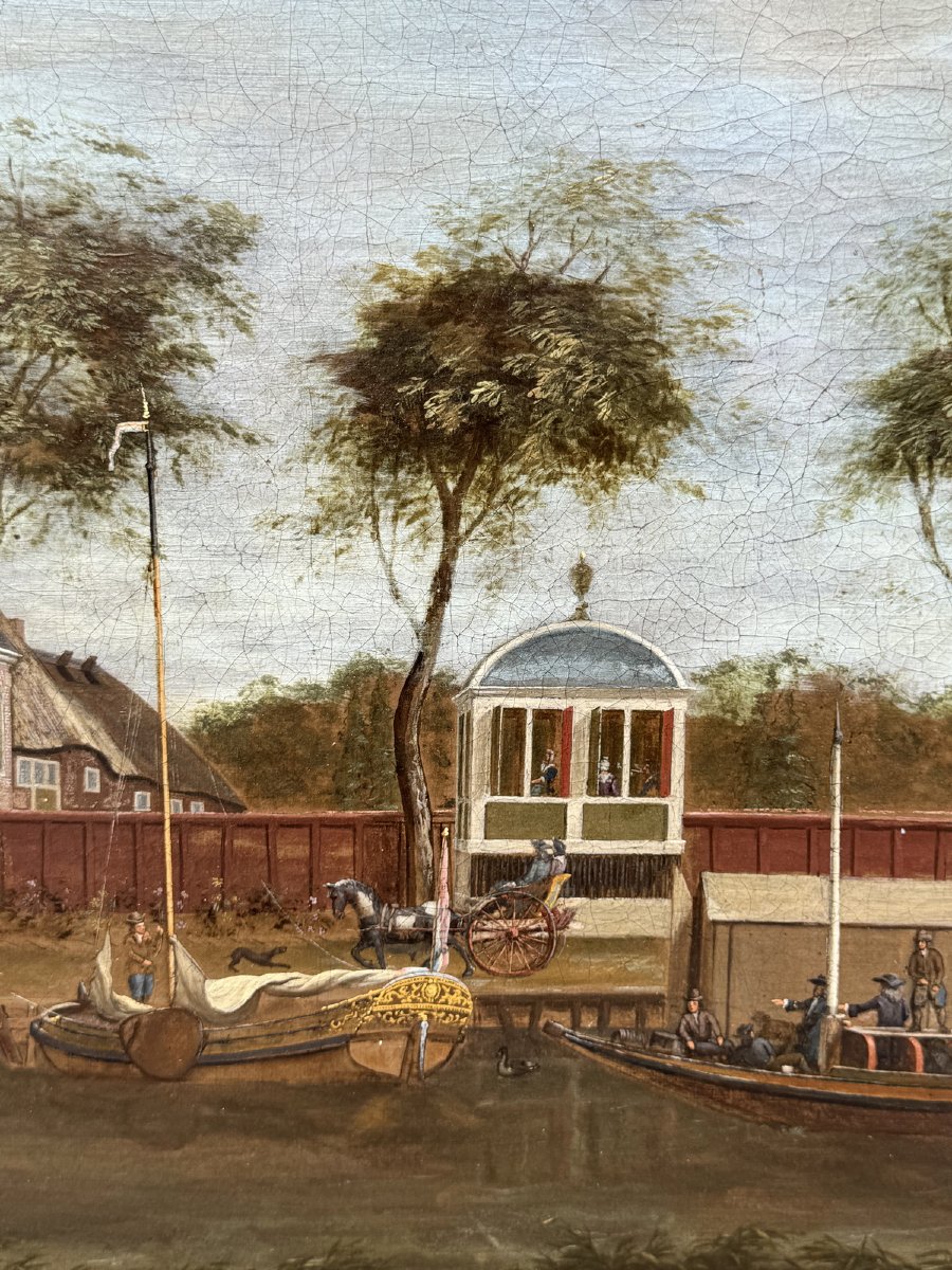 Paulus Constantin LA FARGUE 1729-1782 attribué à, vue des Buitenplaats sur la rivière Vecht.-photo-3