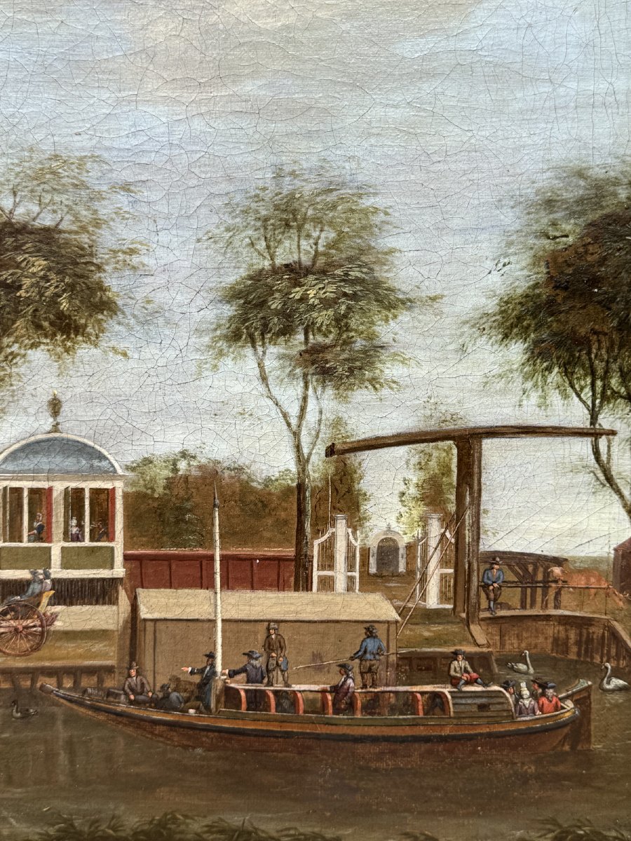 Paulus Constantin LA FARGUE 1729-1782 attribué à, vue des Buitenplaats sur la rivière Vecht.-photo-1