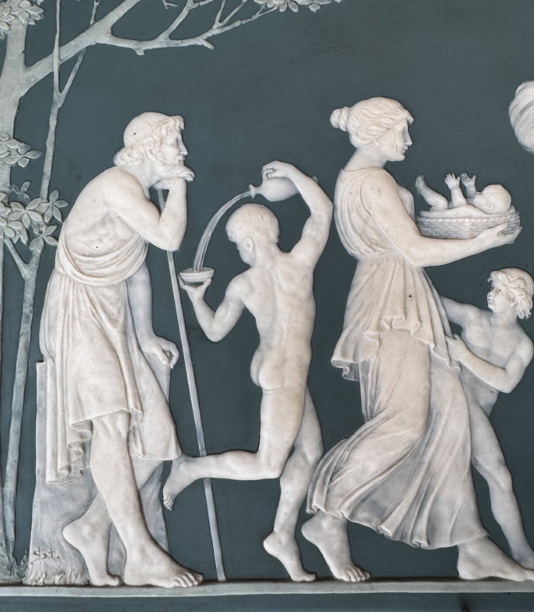 Large German Porcelain Plate, Ges.gesch, Wedgwood-style, Neoclassical Design, Period N.iii-photo-4