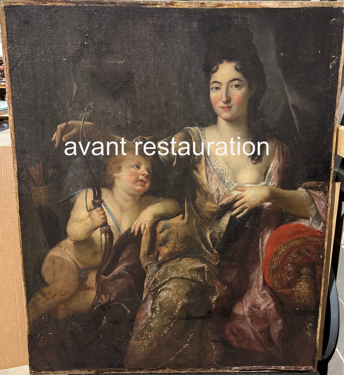 Henri Gascar attribué à, portrait de Mme de Montespan en Vénus et cupidon.-photo-2