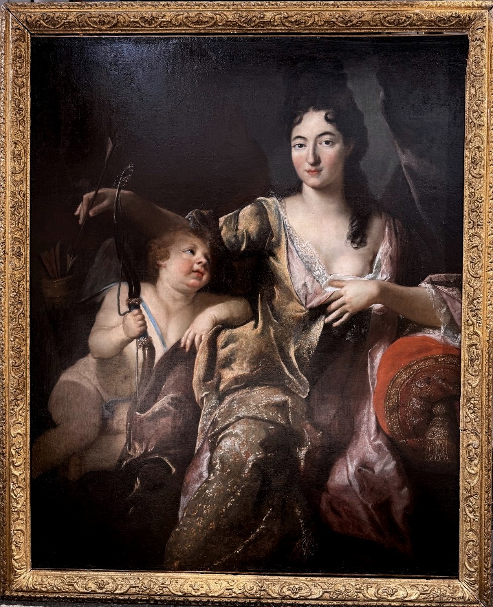 Henri Gascar attribué à, portrait de Mme de Montespan en Vénus et cupidon.