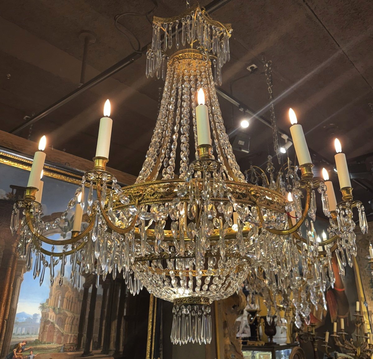 Lustre corbeille Neoclassique Europe du Nord fin XVIIIème 