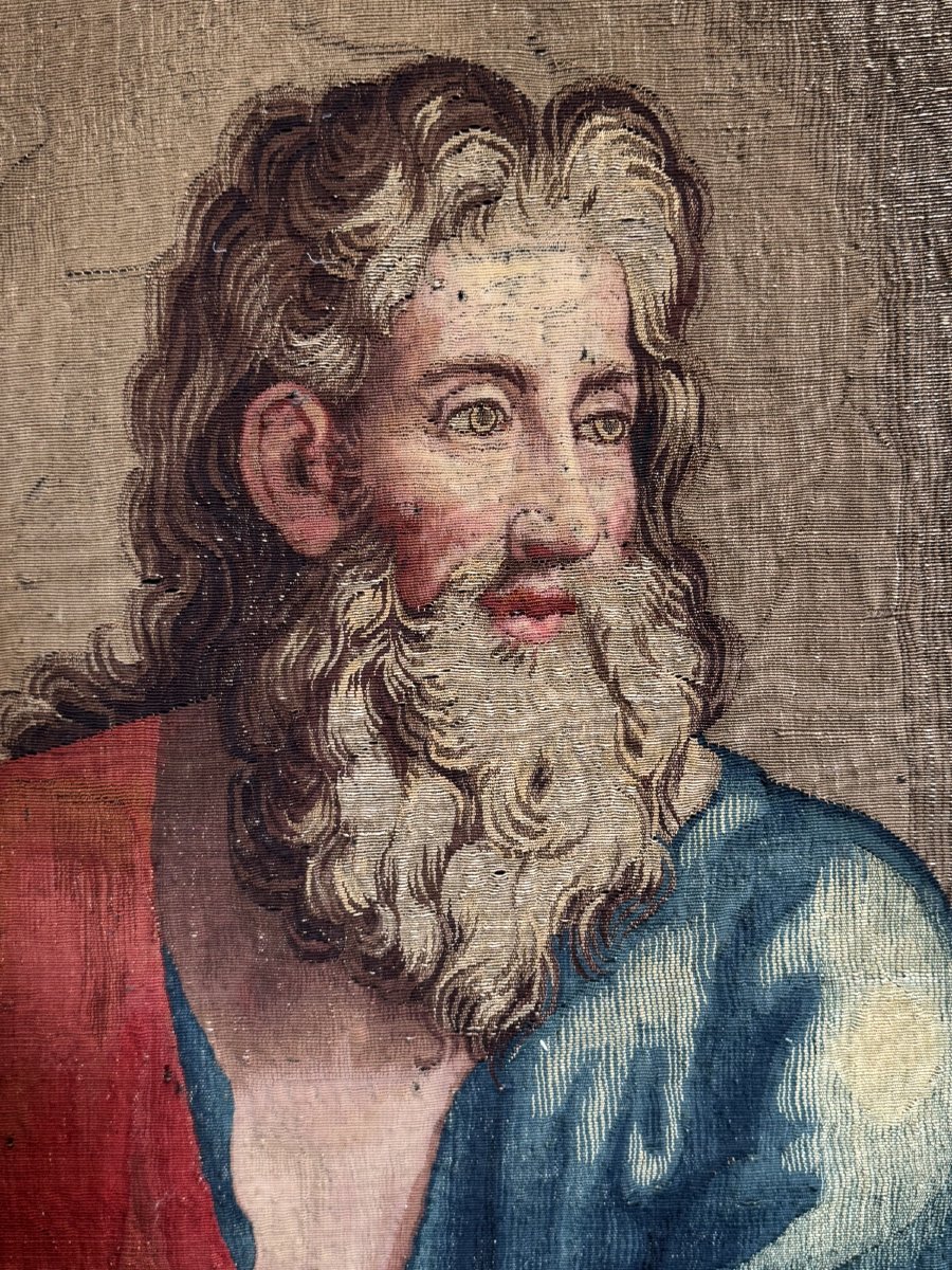 18th-century Italy, Very Significant Fireplace Screen, Tapestry Depicting Moses.-photo-3