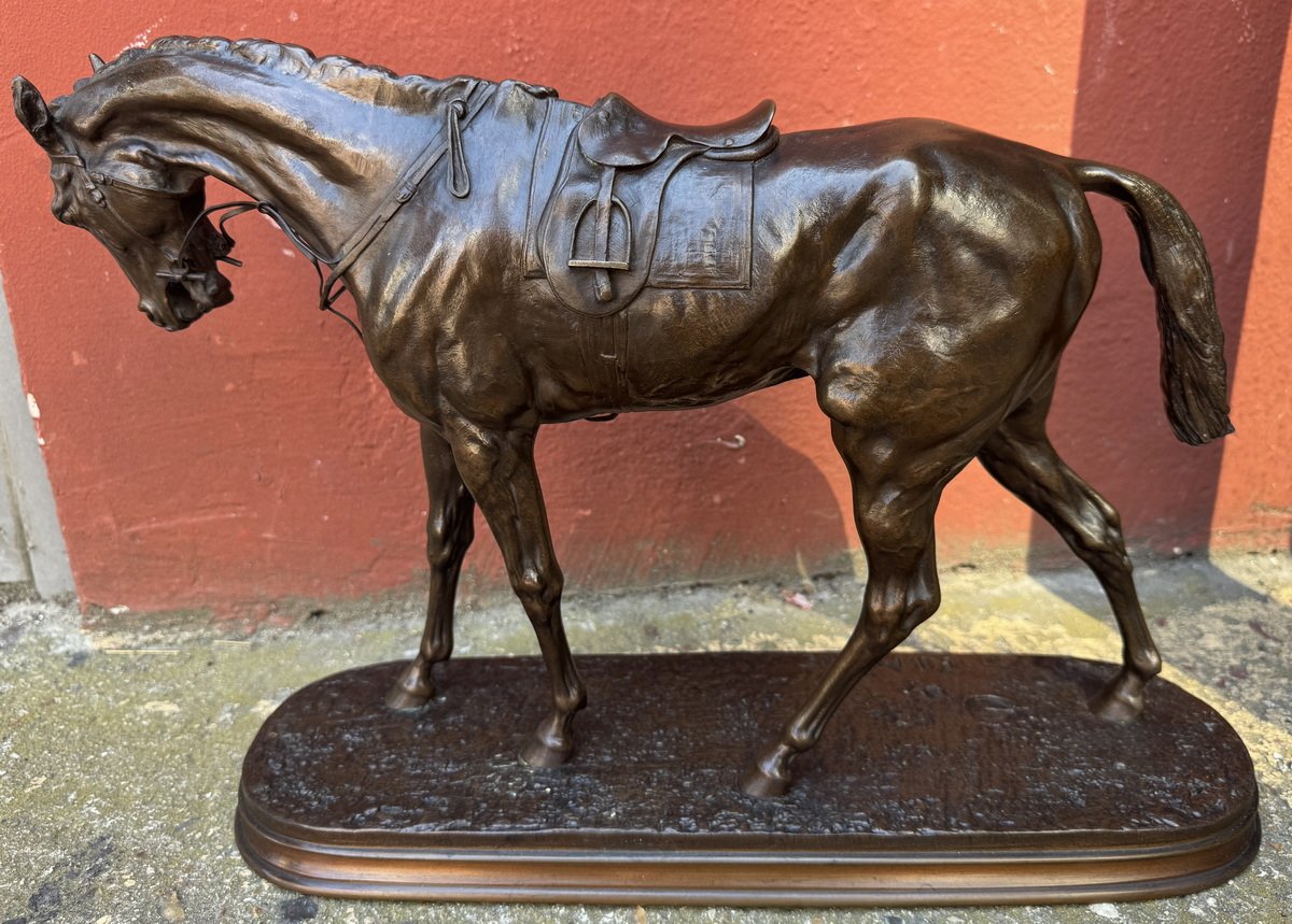 Pierre Jules MENE 1870-1879, cheval avant la course, é, épreuve en bronze Barbedienne fondeur.