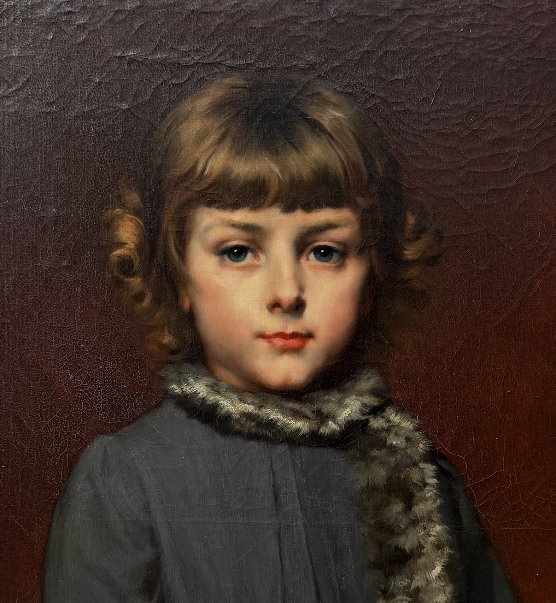 Gaston Casimir SAINT PIERRE1833-1916, portrait de fillette au manchon de fourrure.-photo-3