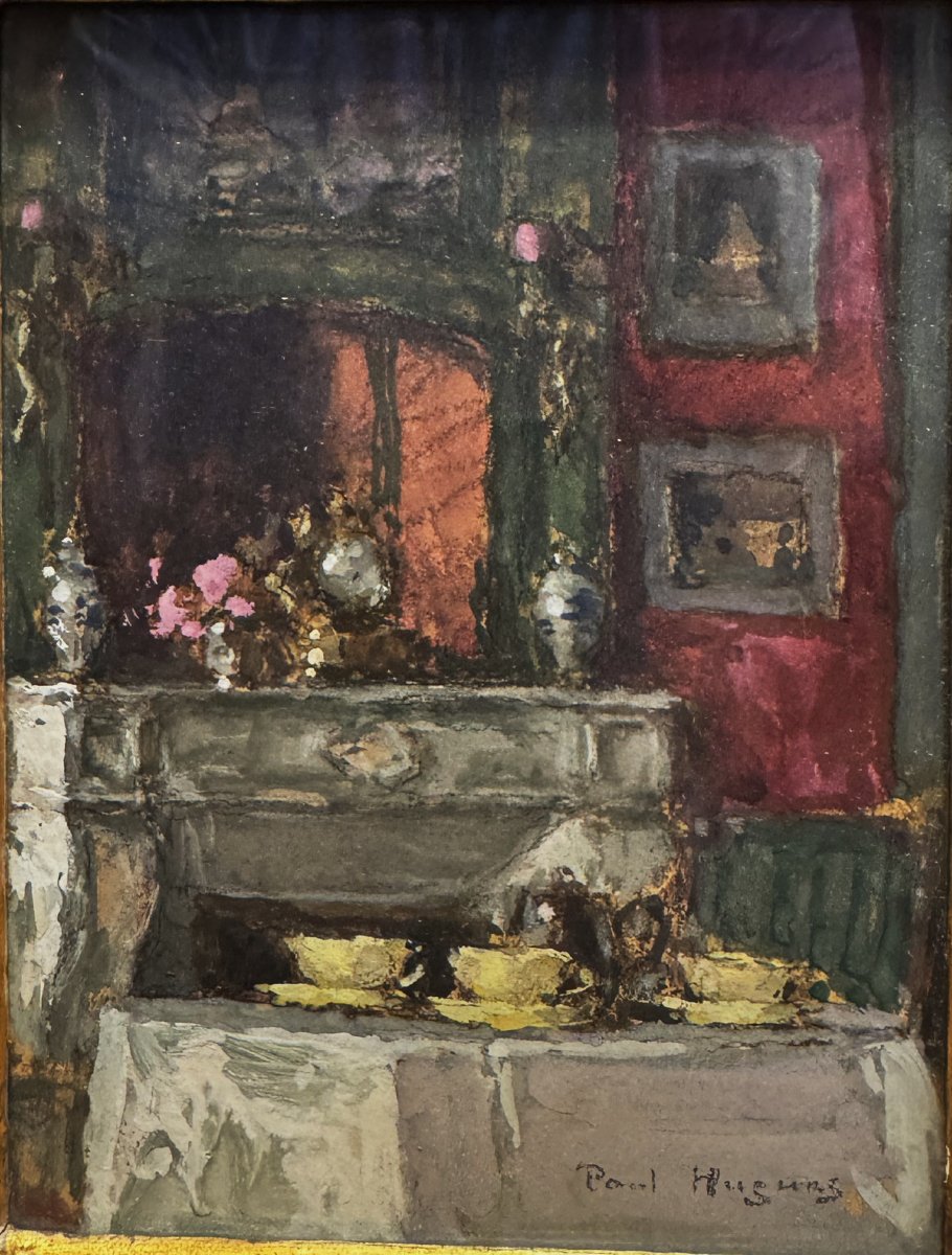 Paul Jean HUGUES (1881-1950) le petit gouter, gouache sur carton .-photo-2