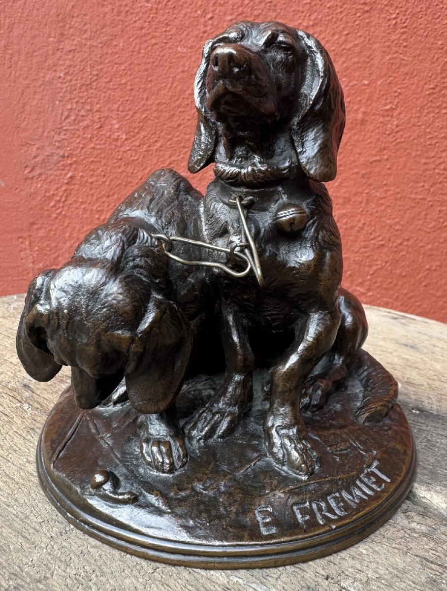 Emmanuel FREMIET 1824-1910 Ravageot et Ravageole, bronze à patine brune, ancienne fonte MORE-photo-1