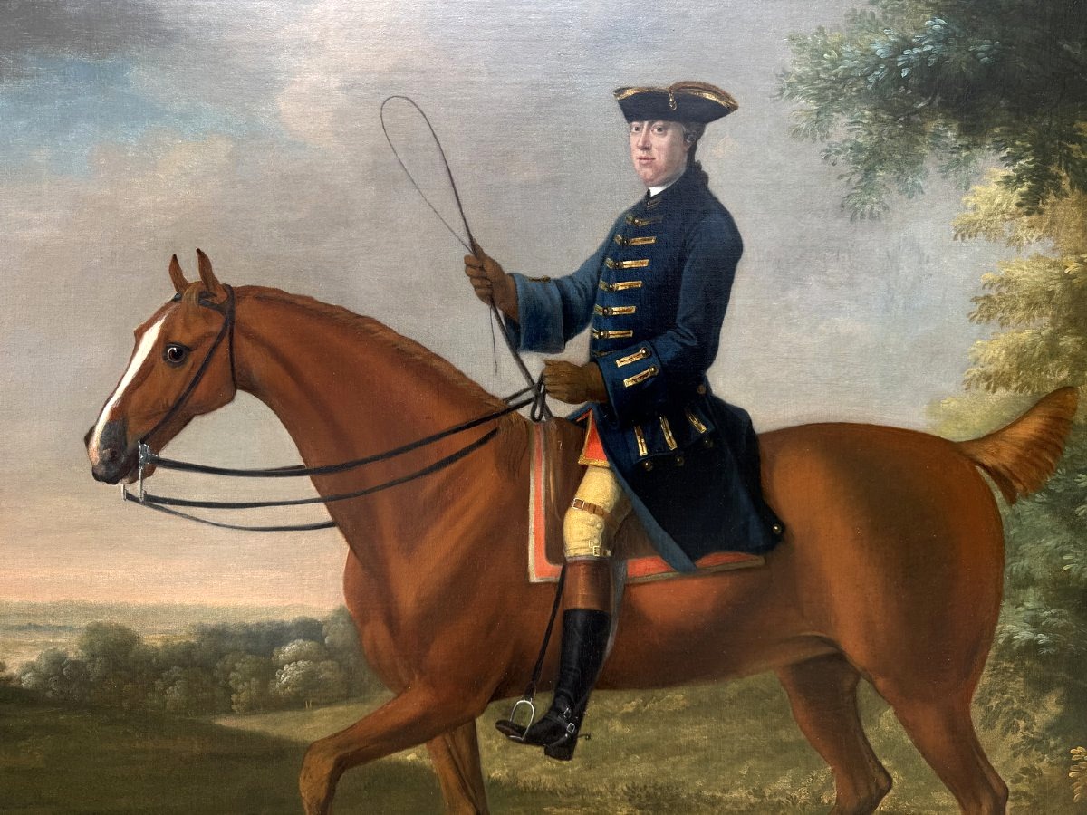 Francis I SARTORIUS 1734-1804 portrait d'un gentilhomme sur son cheval de chasse.-photo-3