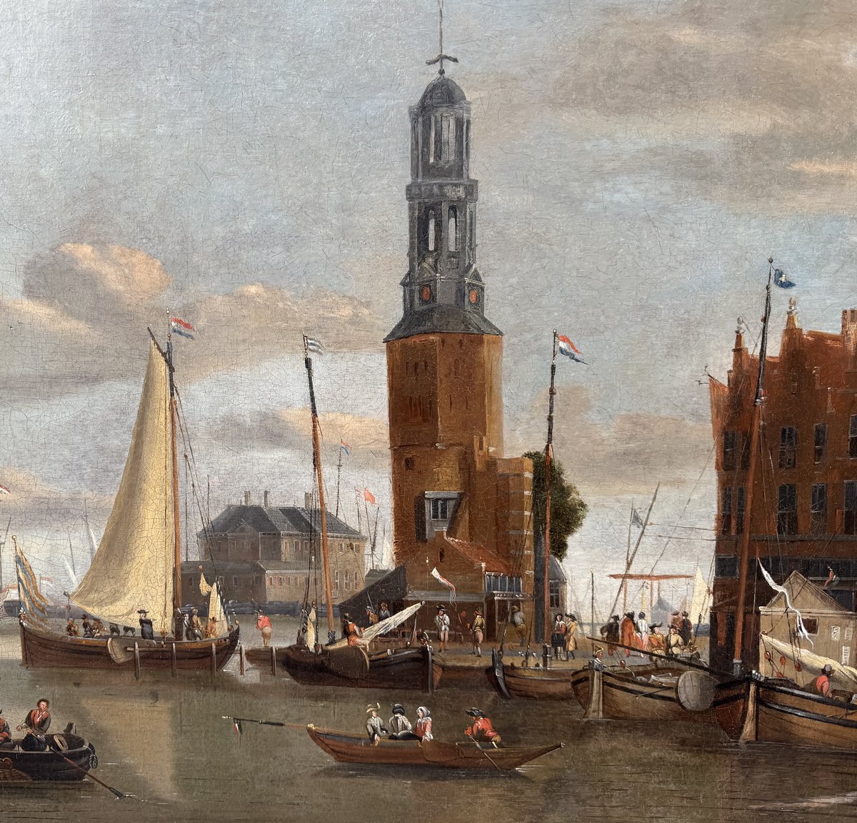 Jacobus STORCK 1641-1692 autour de,  vue du port d'Amsterdam, huile sur toile -photo-3